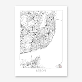 Lisbon Map Minimal Line Art Print