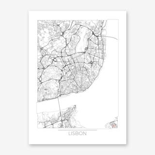 Lisbon Map Minimal Art Print