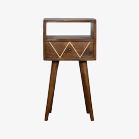 Mini Geometric Brass Inlay Bedside Table