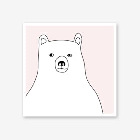 Bear in a Pink Square Art Print