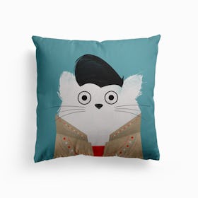 Cat Elvis Canvas Cushion