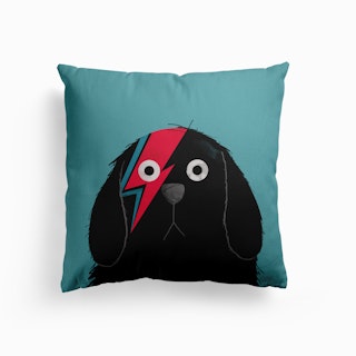 Dog Bowie Black Canvas Cushion