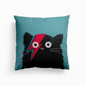Cat Bowie Black Canvas Cushion