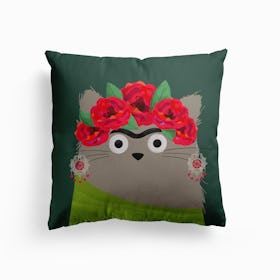 Cat Frida Canvas Cushion