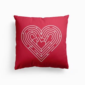 Heart Labyrinth Canvas Cushion