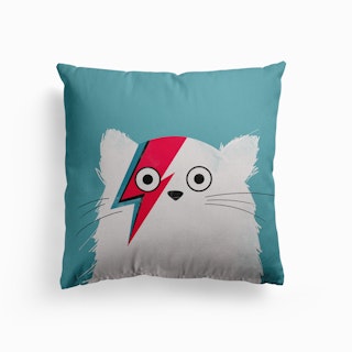 Cat Bowie White Canvas Cushion