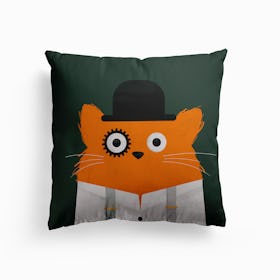Cat Clockwork Canvas Cushion