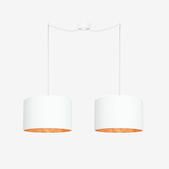 Withe Ceiling Pendant Lamp mika medium double pendant light in white with copper leaf by sotto luce