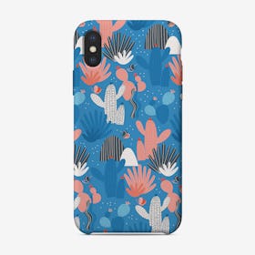 Blue Cactus Pattern iPhone Case