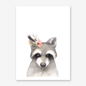Floral Raccoon Art Print