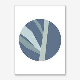 Abstract Blue Circle with Branches Art Print