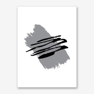 Abstract Grey Paint Stroke with Black Art Print