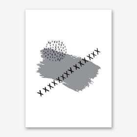 Abstract Grey Paint Stroke with Crosses Art Print