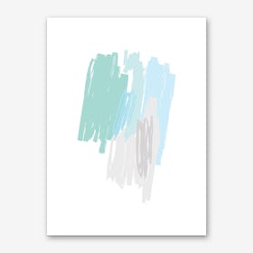 Abstract Mint and Blue Scribbles Art Print