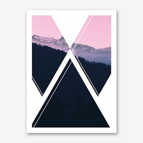 Abstract Pink and Black Mountain Art Print