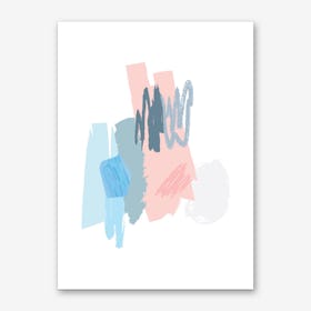 Abstract Pink and Blue Scribbles Art Print