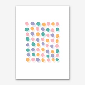 Abstract Pink and Orange Rectangle Paint Dots Art Print