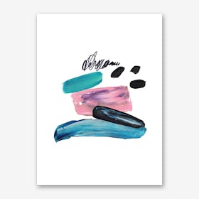 Abstract Pink and Teal Paint Strokes Board Art Print