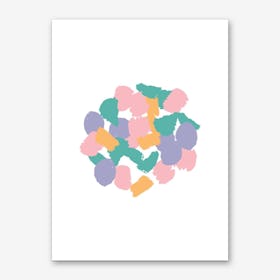 Abstract Round Pink and Orange Paint Blotches Art Print