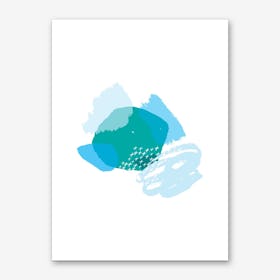 Abstract Teal and Blue Crazy Shapes Art Print