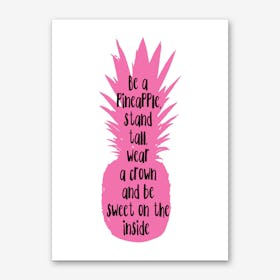 Be A Pineapple Pink Silhouette Art Print