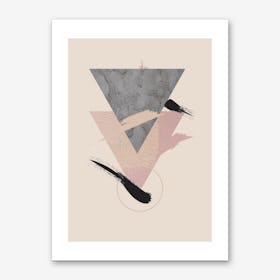 Beige Triangle Abstract Art Print