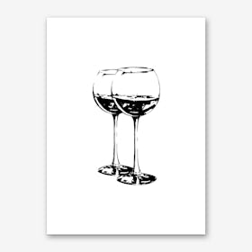 Black Wine Glasses Dining Room Art Print