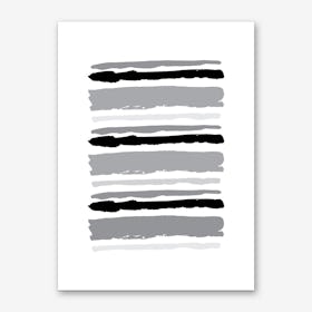 Black and Grey Abstract Stripes Art Print