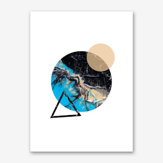Blue Sand and Marble Circle Geometric Art Print