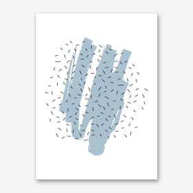 Blue Scribble with Polka Dots Art Print