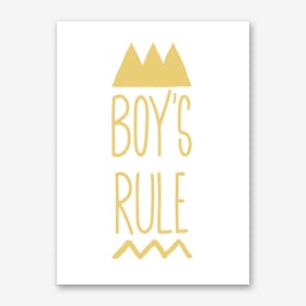 Boys Rule Gold Art Print