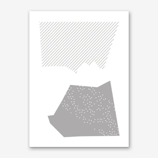 Grey Abstract Top and Bottom Shapes Art Print