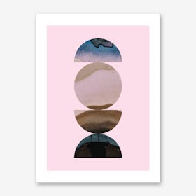 Half Circles Pink Background Abstract Art Print
