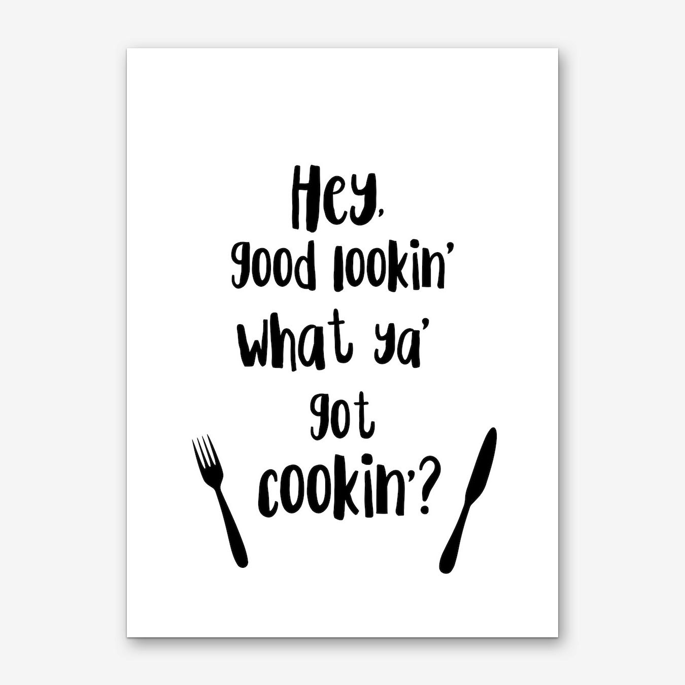 Retro Typography Kitchen Art Print Black Framed Poster for Wall Decor