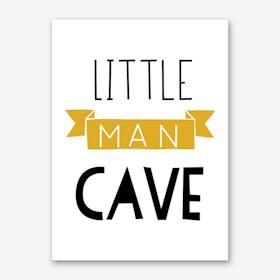 Little Man Cave Banner Mustard and Black Art Print