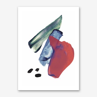 Mixed Watercolour Abstract Red and Blue Art Print