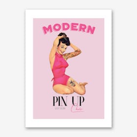 Modern Pin Up Girl with Pink Background Art Print