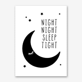 Night Night Sleep Tight Black Art Print