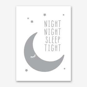 Night Night Sleep Tight Grey Art Print