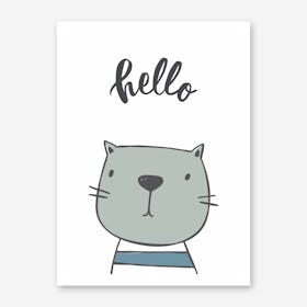 Hello Cat Art Print