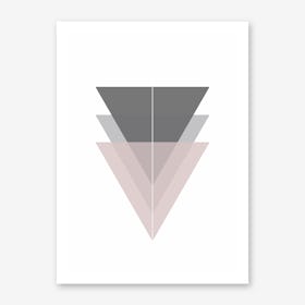 Pink and Grey Triangles Art Print