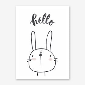 Hello Bunny Line Art Print