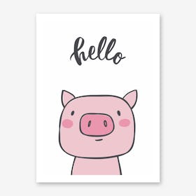 Hello Pig Art Print