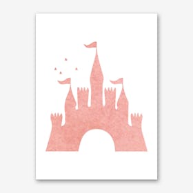 Peach Watercolour Castle Art Print