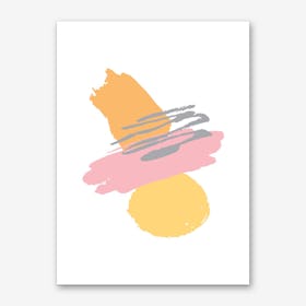 Pink and Orange Abstract Paint Shapes Art Print