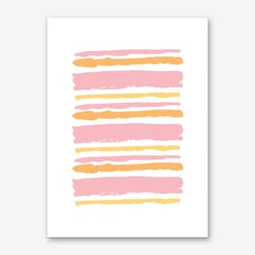 Pink and Orange Abstract Stripes Art Print