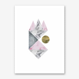 Pink, Gold and Grey Marble Abstract Art Print