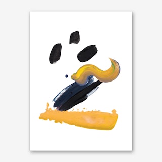Realistic Mustard and Black Paint Stroked Art Print