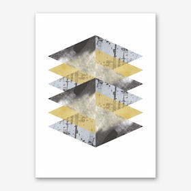 Scruff Yellows and Grey Abstract Art Print