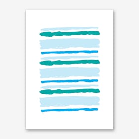 Teal and Blue Abstract Stripes Art Print